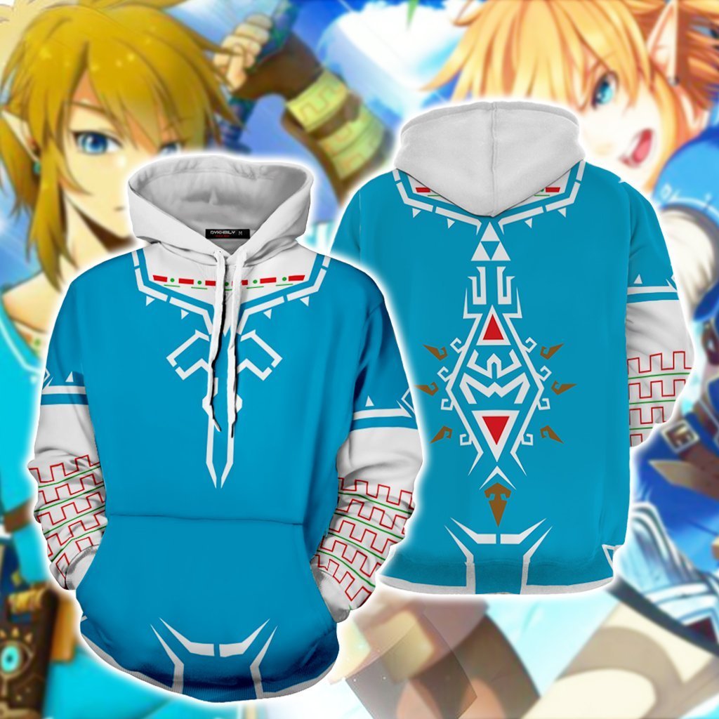 The Legend of Zelda: Breath of the Wild Link Cosplay Video Game Zip Up Hoodie