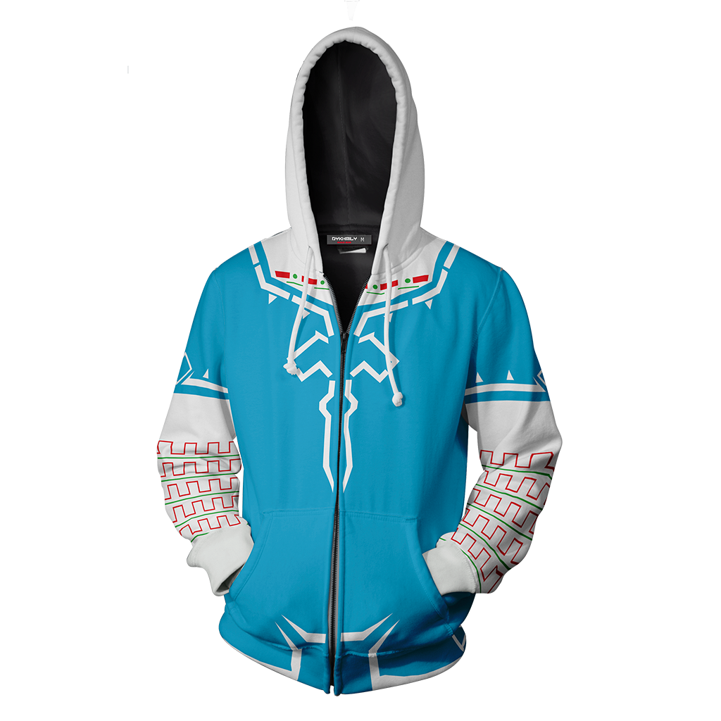 The Legend of Zelda: Breath of the Wild Link Cosplay Video Game Zip Up Hoodie