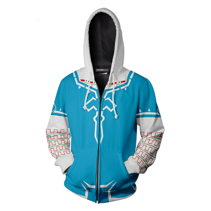 The Legend of Zelda: Breath of the Wild Link Cosplay Video Game Zip Up Hoodie